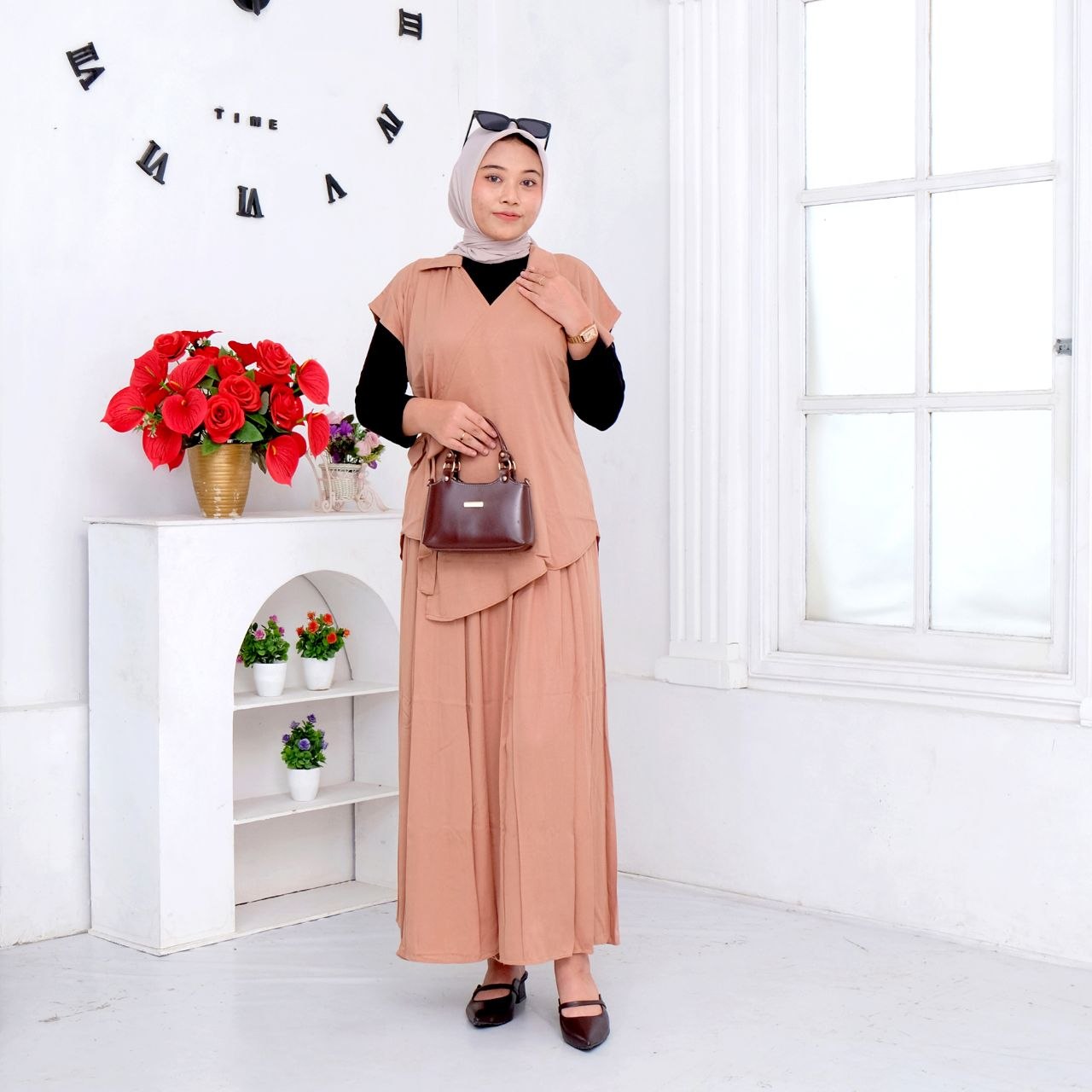 Set Rok Kimono warna moca
